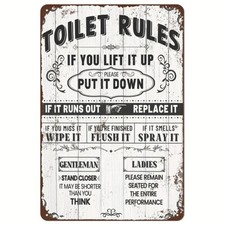 Toilet Rules Tin Sign Funny Bathroom Sign Bar Restaurant Bathroom Rules Metal
