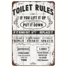 Toilet Rules Tin Sign Funny Bathroom Sign Bar Restaurant Bathroom Rules Metal