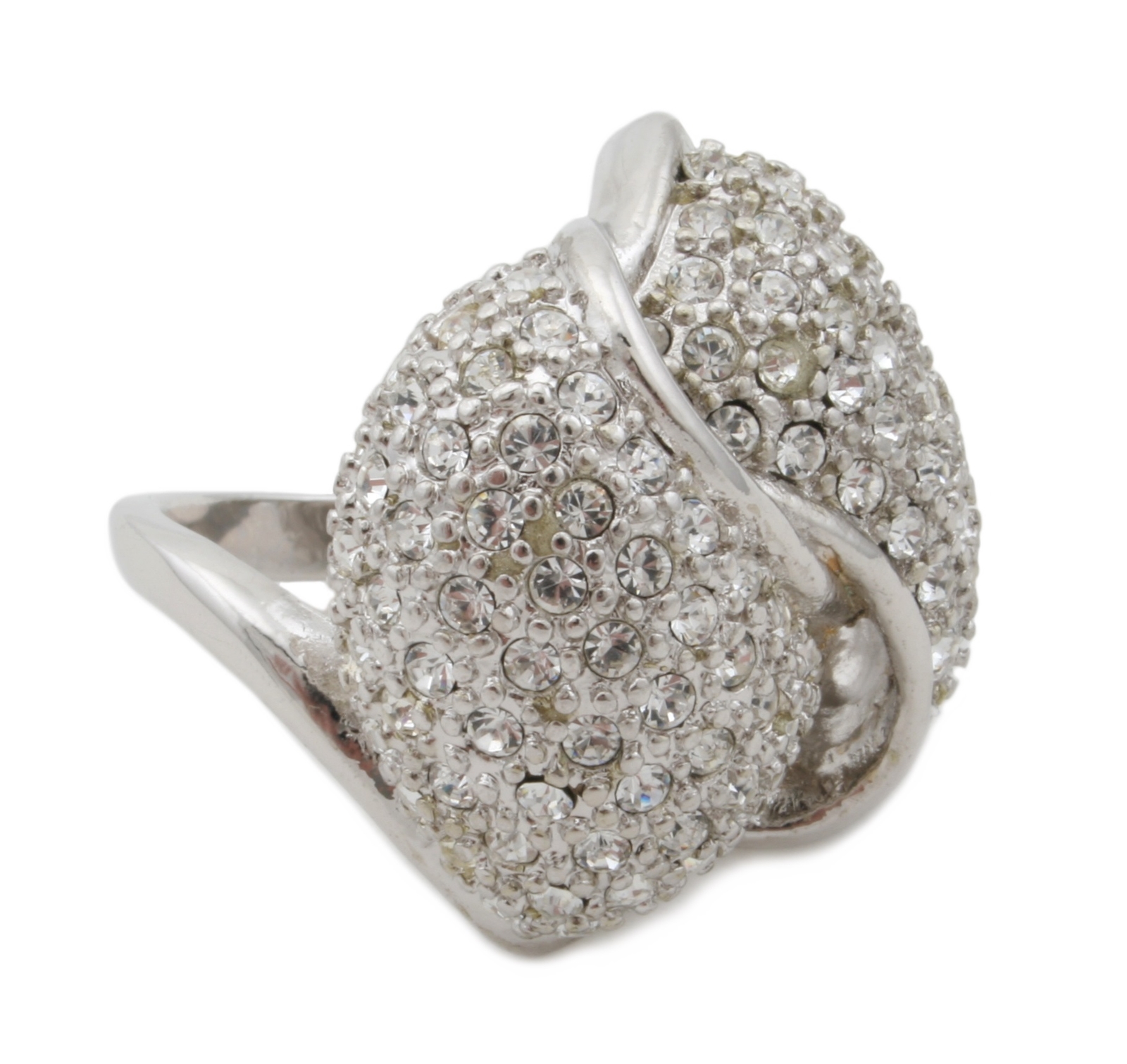Zest Large Knot Statement Ring with Crystals Silver