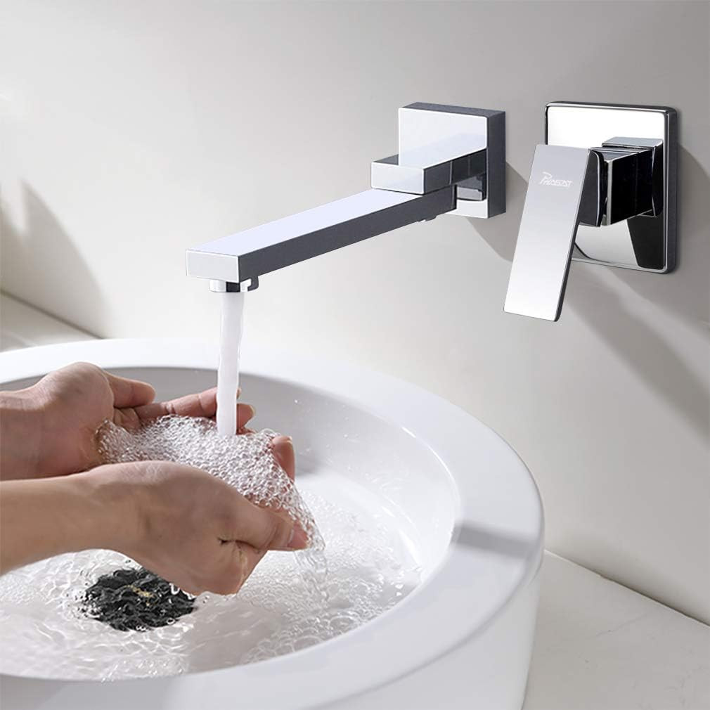 Mitigeur lavabo encastré en laiton chromé avec bec rotatif à 360 degrés pour vasque
