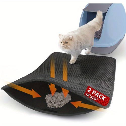 2 Pack Cat Litter Mat Litter Trapping Mat, Honeycomb Double Layer Litter Box Mat - Picture 7 of 7