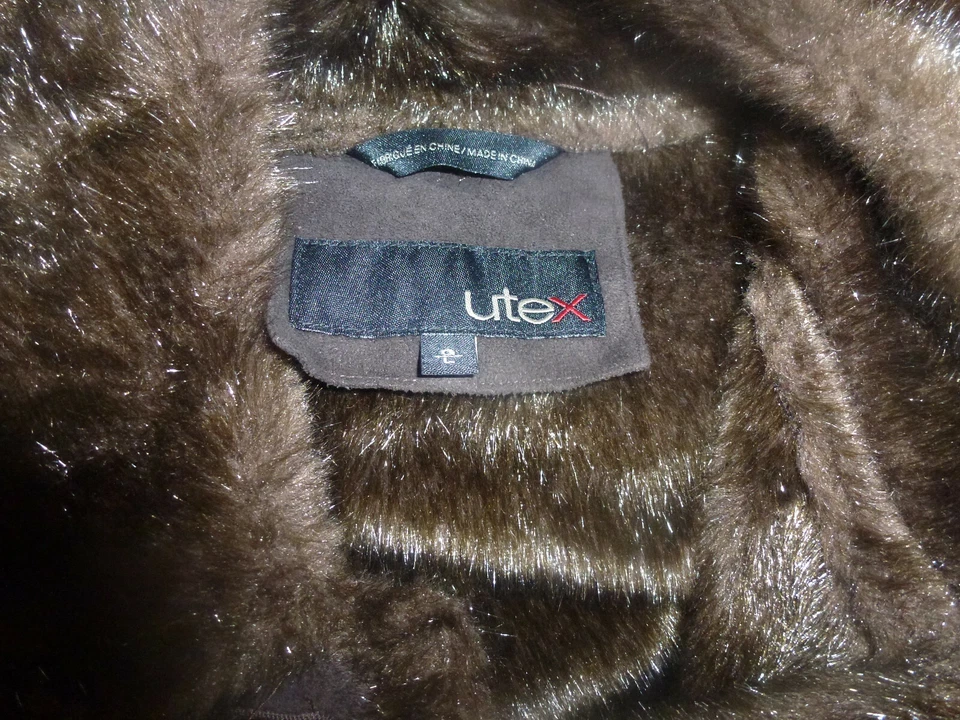 UTEX DESIGN Brown Full Length Faux Suede Coat Women's Size L - Image 2 of 4