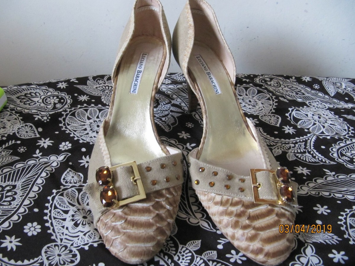 Luciano Barachini Shoes UK leather croc textile Worn UK