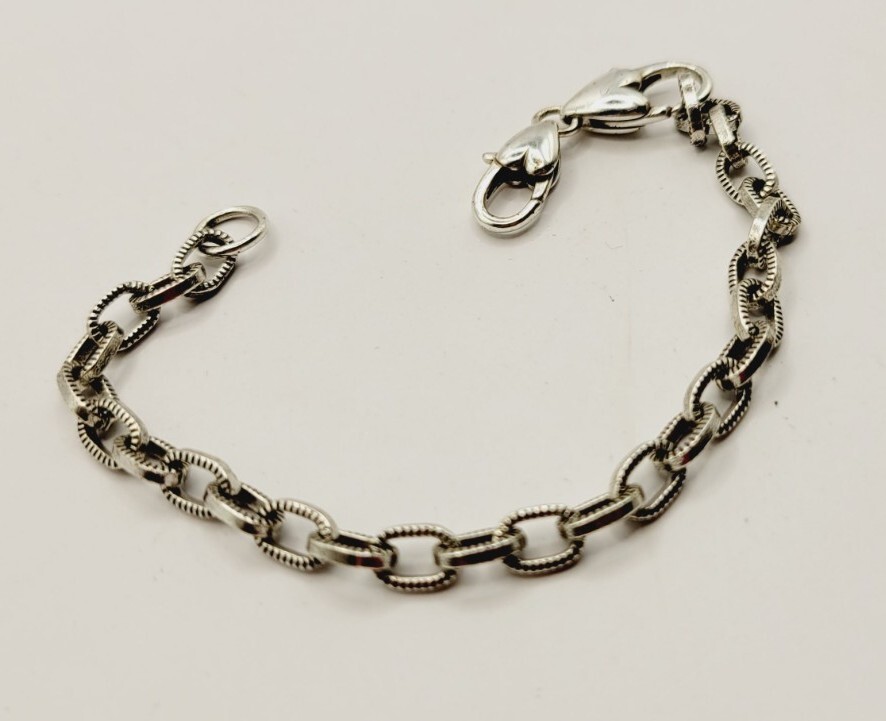 Brighton Bracelet ABC Oval Link Add a Charm Starter Silver tone textured
