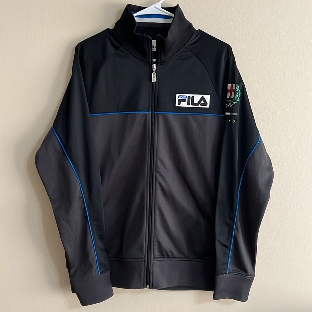 Giacca Fila Sport Italia Track Zip Nero Blu