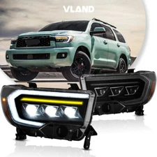 For 08-21 Toyota Sequoia 07-13 Tundra LED Headlight VLAND LH+RH 3*Projector Lens