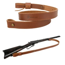 Leather Leather Rifle Gun Sling, Crazy Horse/Brown Stitch Handmade 1" Width