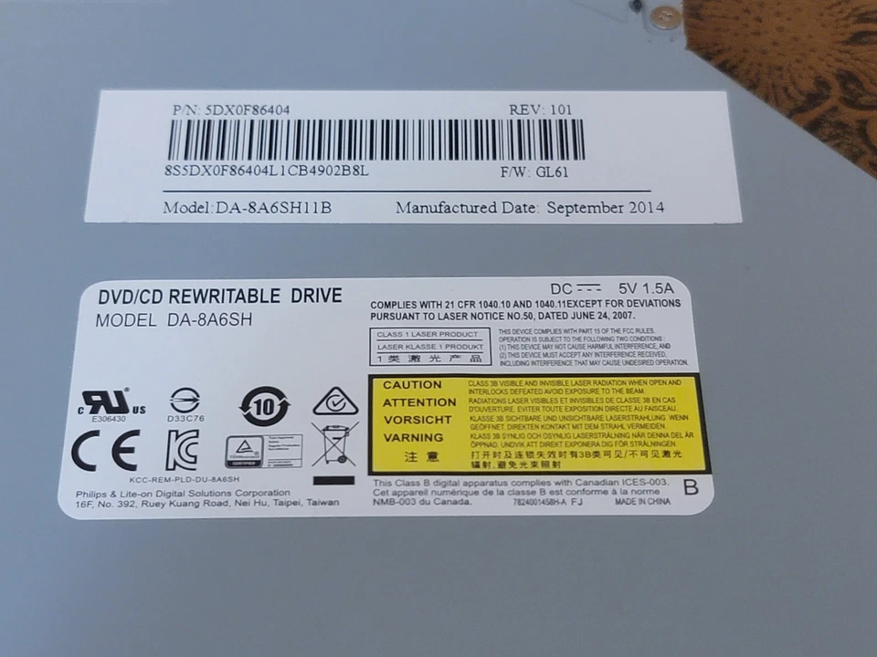 正品联想 5DX0F86404 Z50-75 DVD/CD REW DA-8A6SH 超薄 SATA 光盘驱动器 ⇞ — 第 2/4 张图片