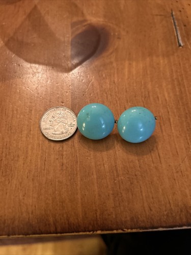 Vintage Large Blue Dome Round Button Clip On Earrings - Picture 10 of 11