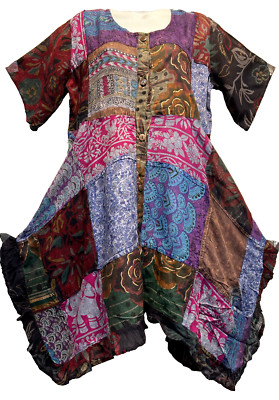 Nwt FUNKY STUFF nothing matches patch ruffle rayon hanky TOP TUNIC L Free shipp