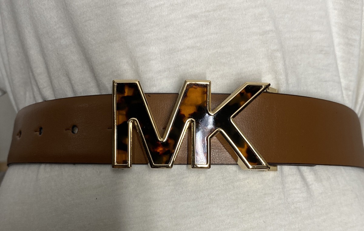 MICHAEL Michael Kors Black Belt with Tortoiseshell-Pattern Buckle and Gold Trim Michael-Kors-Reversible-Black-  main image 2