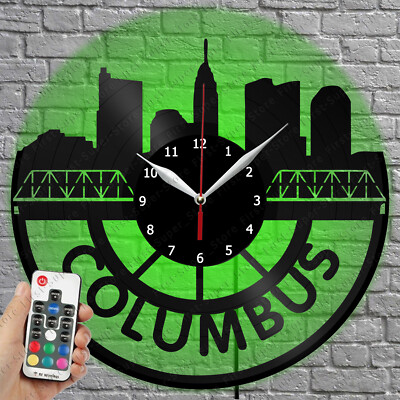 LED Clock Columbus Vinyl Record Wall Clock Led Light Wall Clock 4345