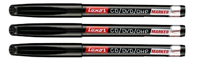 3 x Fine Tip Permanent Marker Pen Black CD DVD OHP Marker WaterProof Ink Pens
