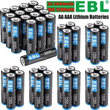 EBL 1.5V AA AAA Batteries 1200/3000mAh Constant Volt Lithium Battery Lot