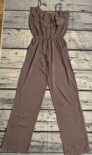 Gray Jumpsuit with Wide-Leg Design and Elastic Waistband