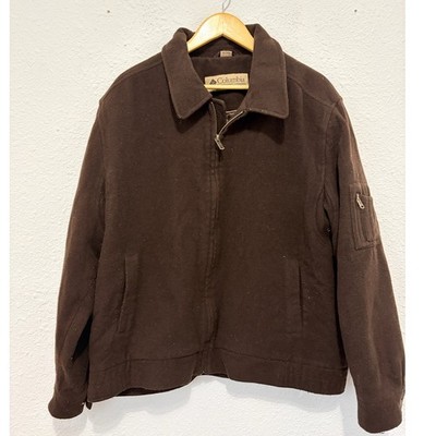 Vintage Columbia Wool Brown Bomber Jacket 90s Western Skater Work 