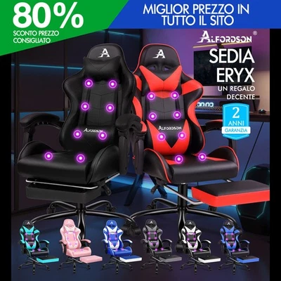 ALFORDSON Sedia da Gioco Ufficio Massaggio Computer Sedile da Corsa Pelle PU