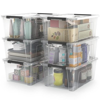WYT Clear Storage Latch Bins, 6Pack Storage Organizer Box with Handle and Lid...