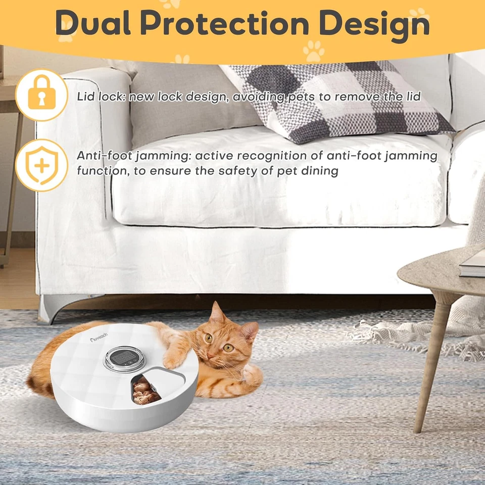 Distributore Automatico Cibo Umido Gatti Cani Dispenser Crocchette Gatto Con Tim - Immagine 2 di 4