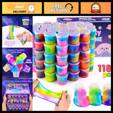 118 Pack Mini Galaxy Slime Party Favors Kit - Stretchy Stress Relief Putty for K