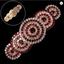 NEW GOLD RUBY RED CLEAR RHINESTONES CIRCLES BARRETT HAIR CLIP BLING SPARKLE 3"