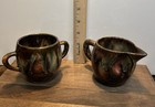 Dryden Pottery Creamer & Sugar Bowl 2pc Set, Brown/Green Drip, Glossy Handles — photo 7