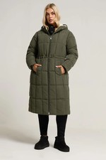 Yours Curve Women's Plus Size Padded Midi Puffer Coat