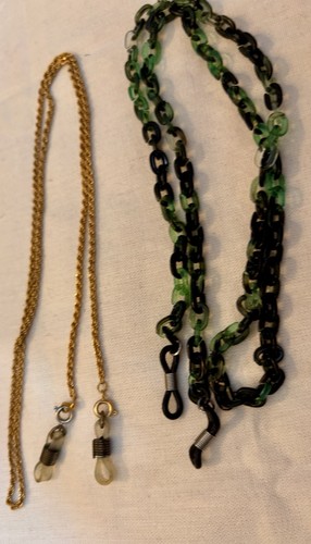 Two Eyeglass Chains; One New Acrylic Link; One gold tone Chain
