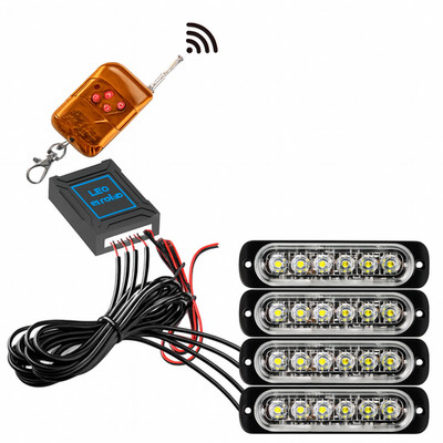 4 x Stroboskop LED Lichter Blinken Bergung LKW Van Fernbedienung 12 V 24 V