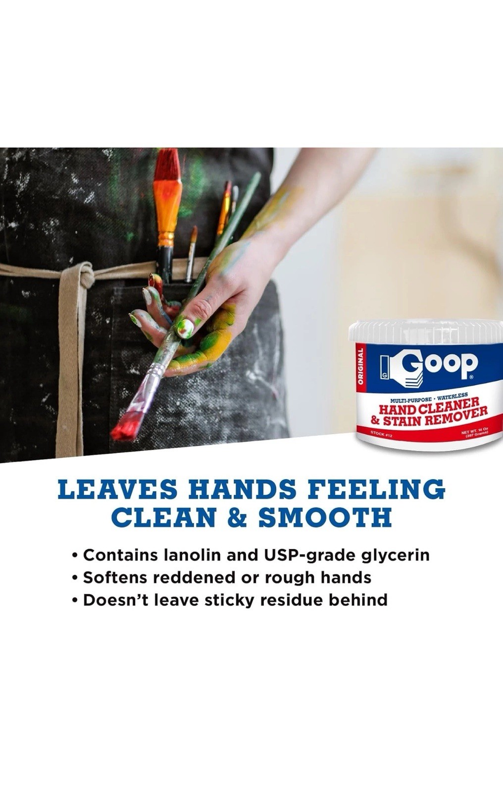 GOOP 14 Oz Biodegradable Hand Cleaner – Non-Toxic, Lanolin, Spot-Out