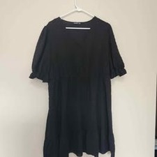 SHEIN Curve Black Polka Dot V Neck Ruffle Dress 2XL