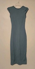 Wild Fable dress Green new without tags long short sleeve open back slit maxi