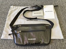 BALENCIAGA Black Synthetic Leather Body Bag with 2 Interior Pockets Used