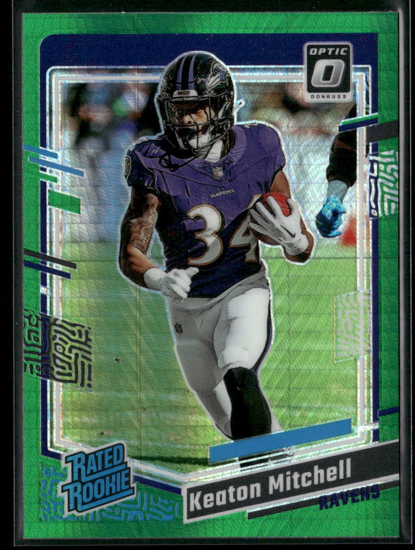 2023 Donruss Optic #207 Keaton Mitchell Green Hyper