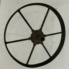 Vintae antique iron spoke 16" wheel factory farm cart wagon barrow dolly