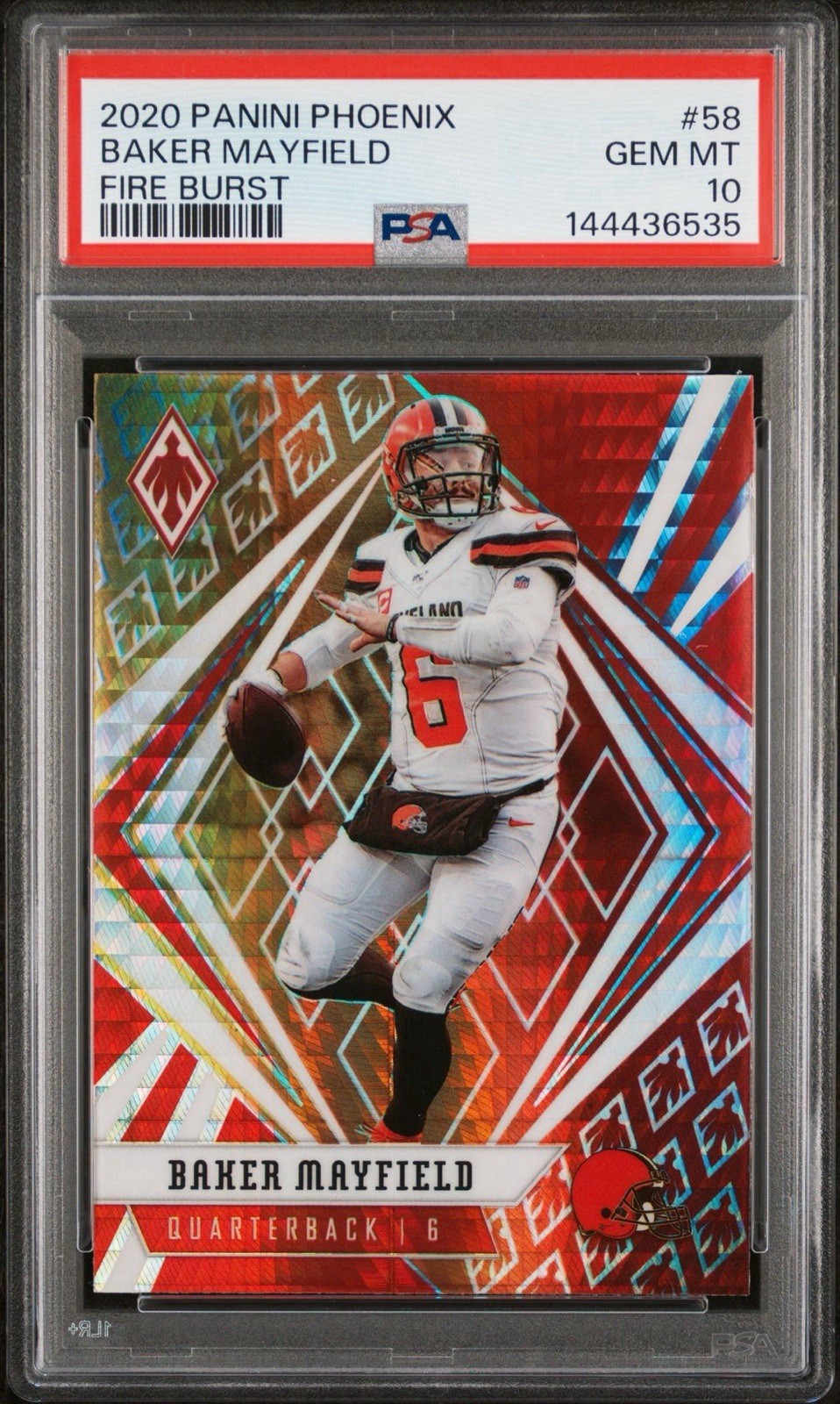 2020 Panini Phoenix #58 Baker Mayfield Fire Burst PSA 10 Fresh Slab