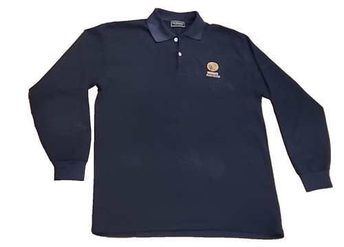 VERSACE JEANS COUTURE sz XL Mens Vintage Long Sleeve ribbed Polo Shirt navy blue