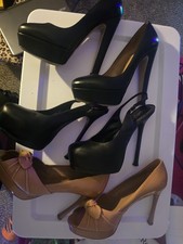 Yves Saint Laurent Valentino Platform Pumps Bow Black Beige Leather authentic