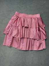 Girls Pink Tiered Ruffle Skirt Metallic Sparkle Mini Elastic Waist Lined Size 10
