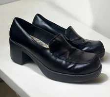 Y2K 90s Lower East Side Mary Jane Loafers Women 10 Black Platform Chunky Preppy