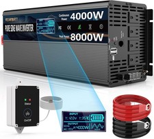 Pure Sine Wave Power Inverters 4000W 12V DC to AC 110V 120V Peak 8000W with Remo