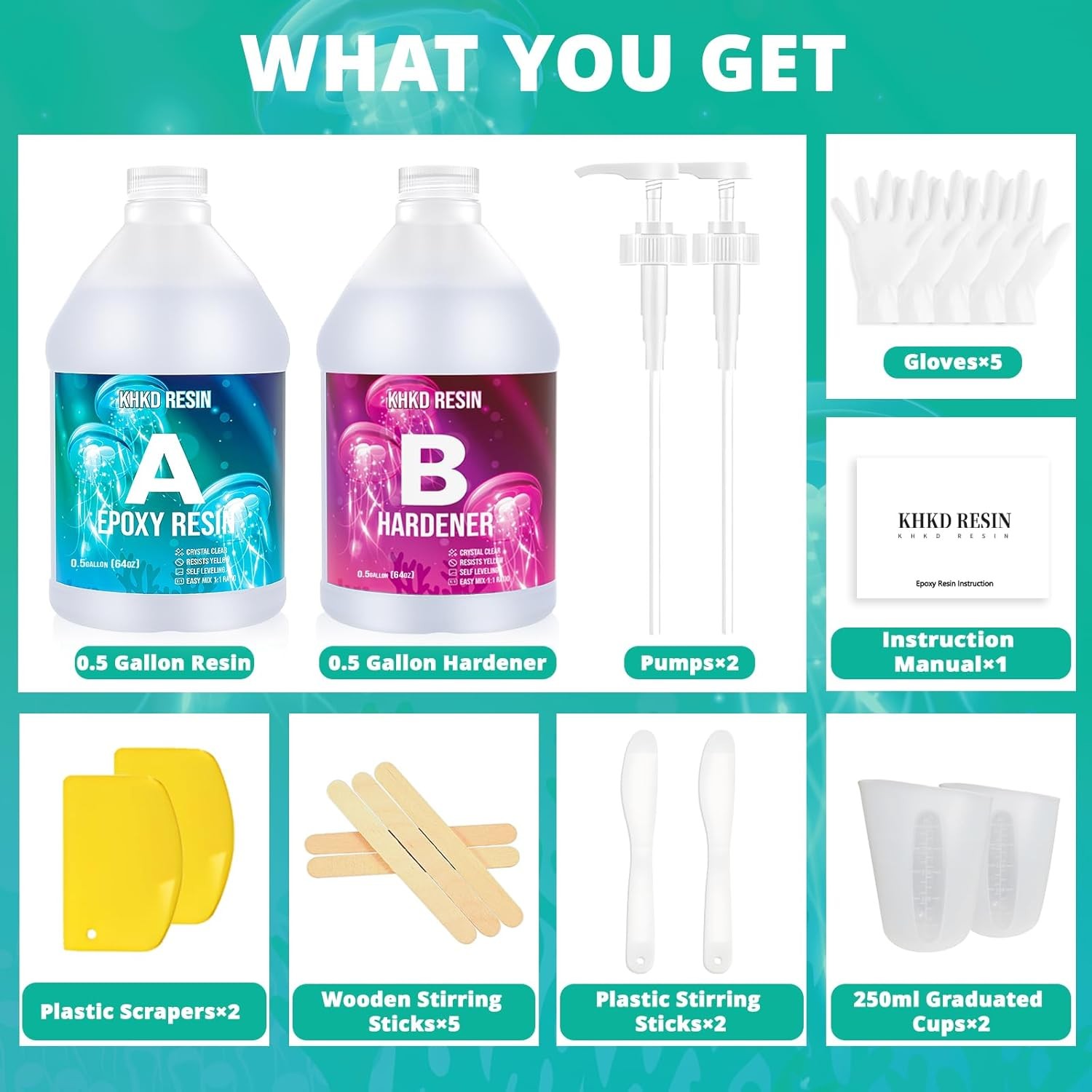 1 Gallon Crystal Clear 2-Part Epoxy Resin Kit