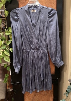 NWT ZADIG & VOLTAIRE REMEMBER SATIN DRESS in BLUESTONE sz M