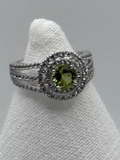 Rarities Carol Brodie Sterling Silver Peridot Double Halo Split Ring Size 6