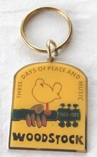 Vintage Applause Warner Bros 1969-1989 Woodstock Key Chain Ring Guitar Bird