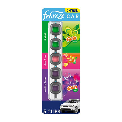 Febreze Car Air Freshener Vent Clips Gain Mixed Scent 5 ct.
