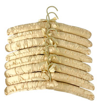 8 Padded Hangers Satin Fabric w Bows Beige Foam Hangers Pre-Owned  Excellent