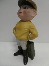 ANTIQUE SCHAEFFER & VATER PORCELAIN SEWING PIN CUSHION STAND STATUE JOCKEY