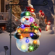 Lighted Christmas Garden Flag 22X13, 8 Modes Double Sided Solar Christmas Decora