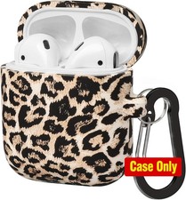 Cute Soft Silicone Protective Case Cover for AirPods 2 1 with Keychain Leopard